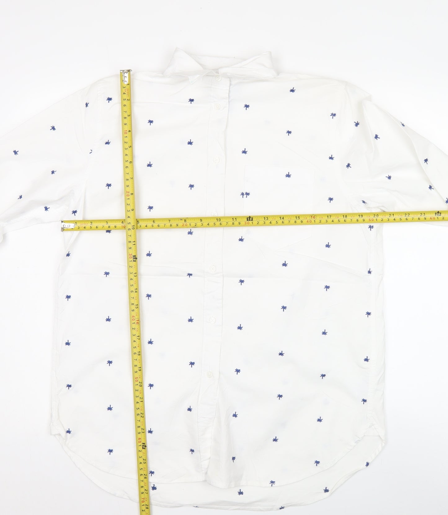 Lands' End Men White S Regular Fit Long Sleeve Button-Up Shirt