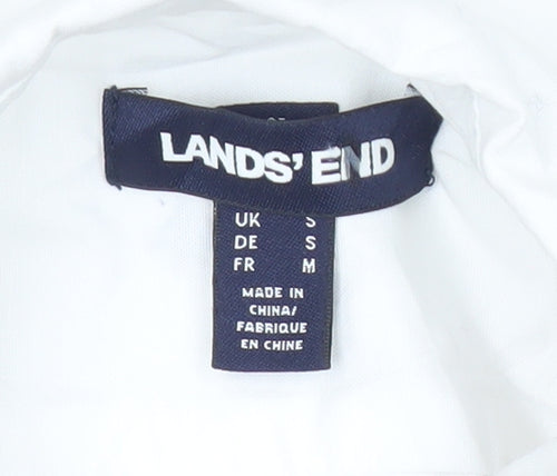 Lands' End Men White S Regular Fit Long Sleeve Button-Up Shirt