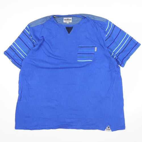 Mishmash Mens Blue XL Striped Short Sleeve Cotton T-Shirt