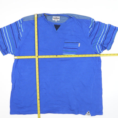 Mishmash Mens Blue XL Striped Short Sleeve Cotton T-Shirt