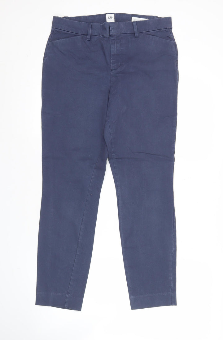 GAP Womens Blue Skinny Ankle Khaki Trousers Size 10 Slim Fit Cotton