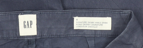 GAP Womens Blue Skinny Ankle Khaki Trousers Size 10 Slim Fit Cotton