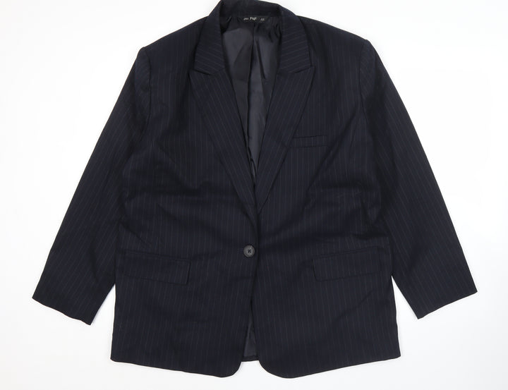 F&F Womens Black Pinstripe Suit Jacket UK 16 Classic Workwear