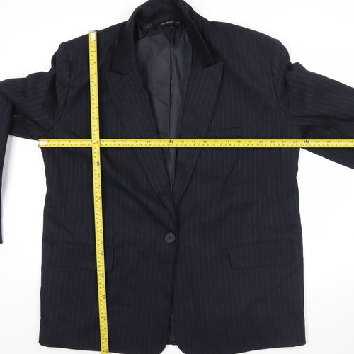 F&F Womens Black Pinstripe Suit Jacket UK 16 Classic Workwear