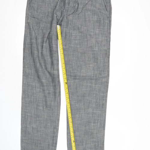 H&M Women Grey Chino Trousers Size 14 Cotton Straight Leg