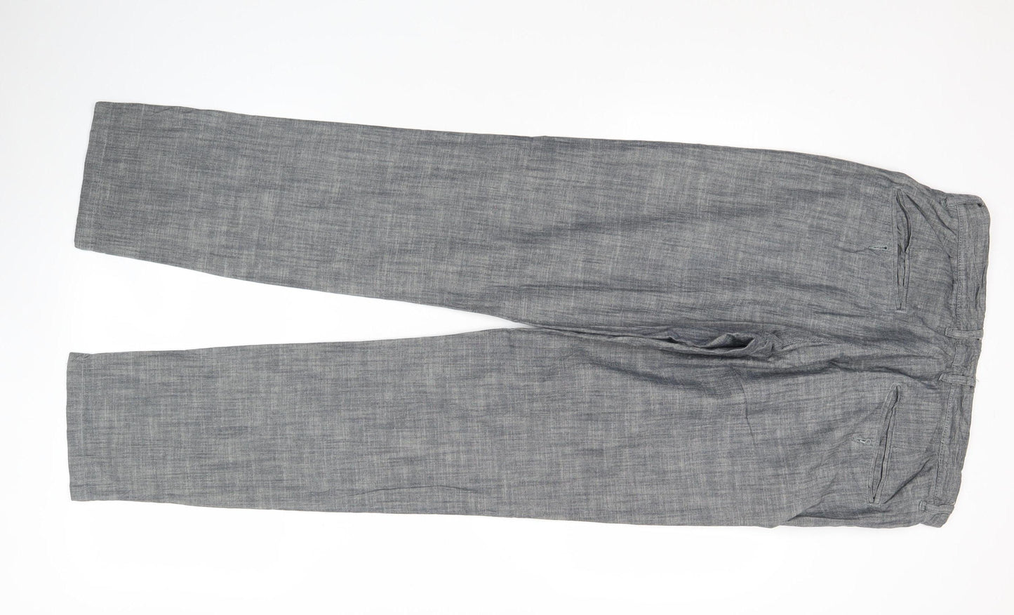 H&M Women Grey Chino Trousers Size 14 Cotton Straight Leg