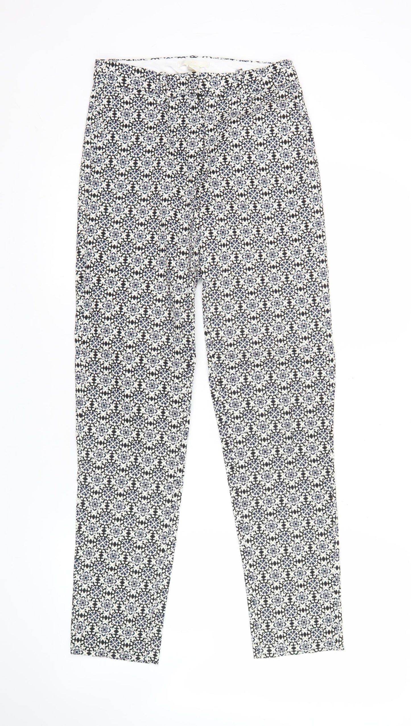 H&M Women’s Black White Geometric Slim Fit Trousers Size 6
