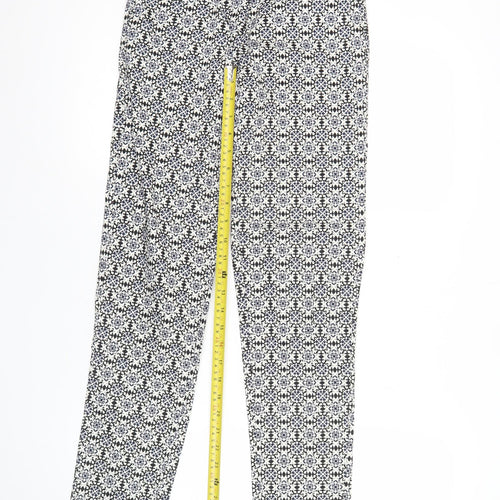 H&M Women’s Black White Geometric Slim Fit Trousers Size 6