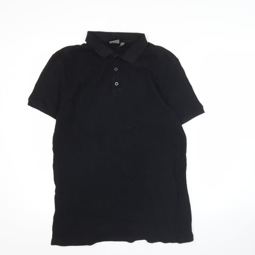 ASOS Men’s Black Cotton Polo Shirt Size M Regular Fit Short Sleeve