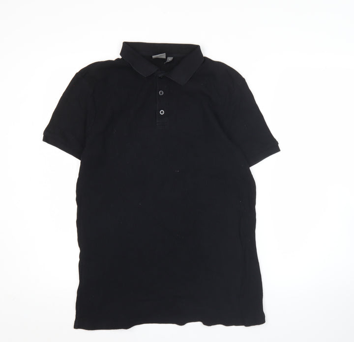 ASOS Men’s Black Cotton Polo Shirt Size M Regular Fit Short Sleeve