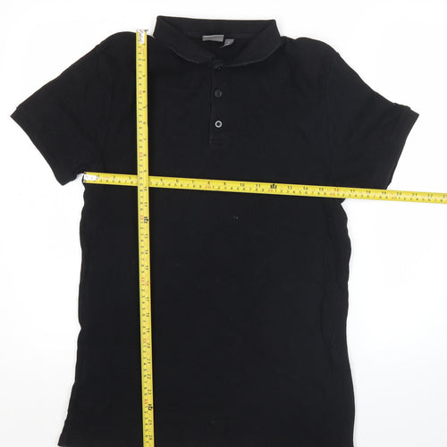 ASOS Men’s Black Cotton Polo Shirt Size M Regular Fit Short Sleeve