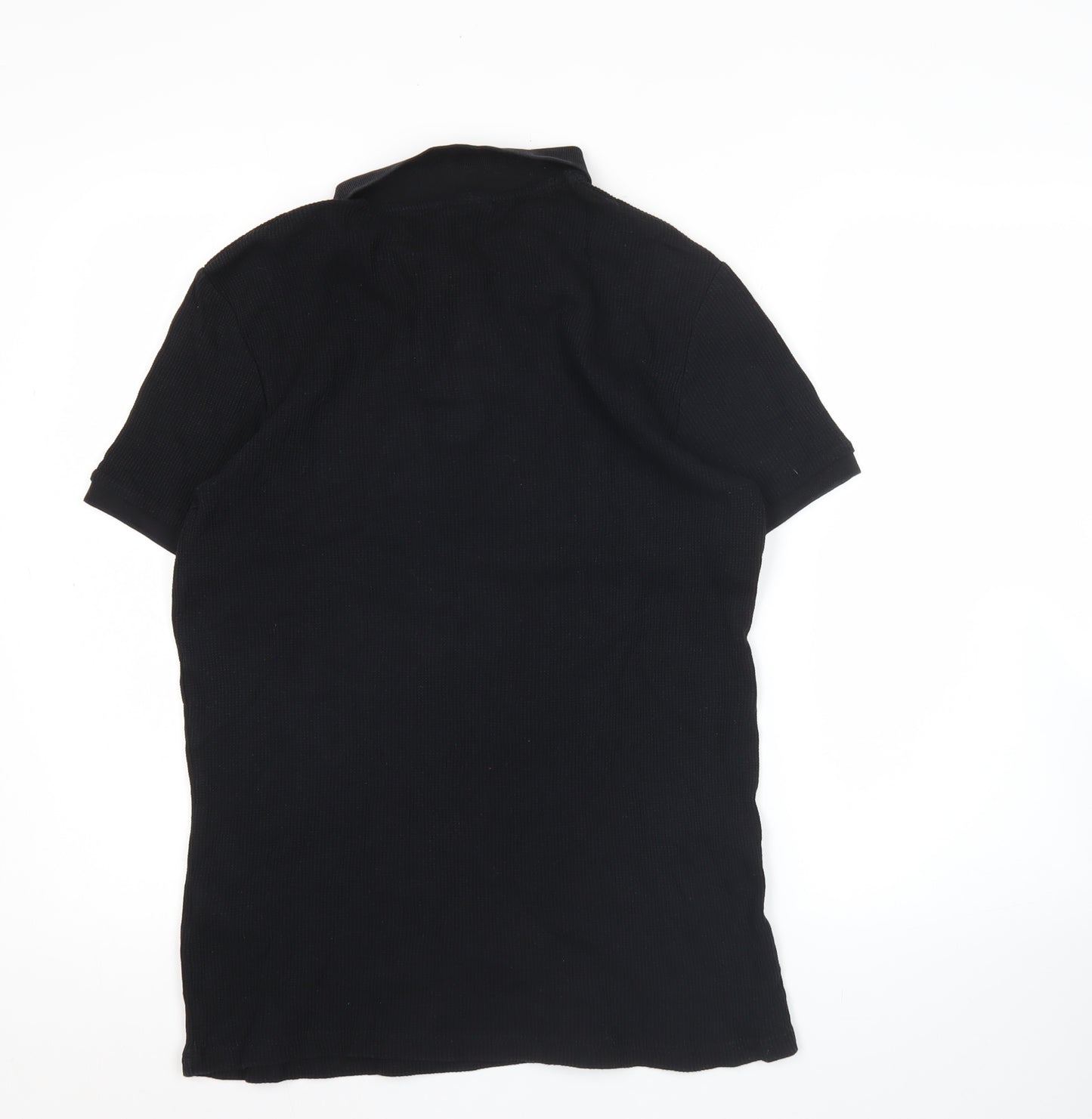 ASOS Men’s Black Cotton Polo Shirt Size M Regular Fit Short Sleeve