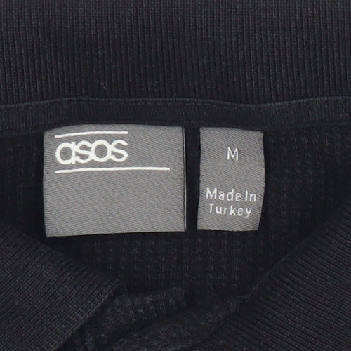 ASOS Men’s Black Cotton Polo Shirt Size M Regular Fit Short Sleeve