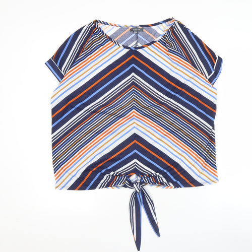 Intuition Womens Multicoloured Stripe Cropped T-Shirt Size 12