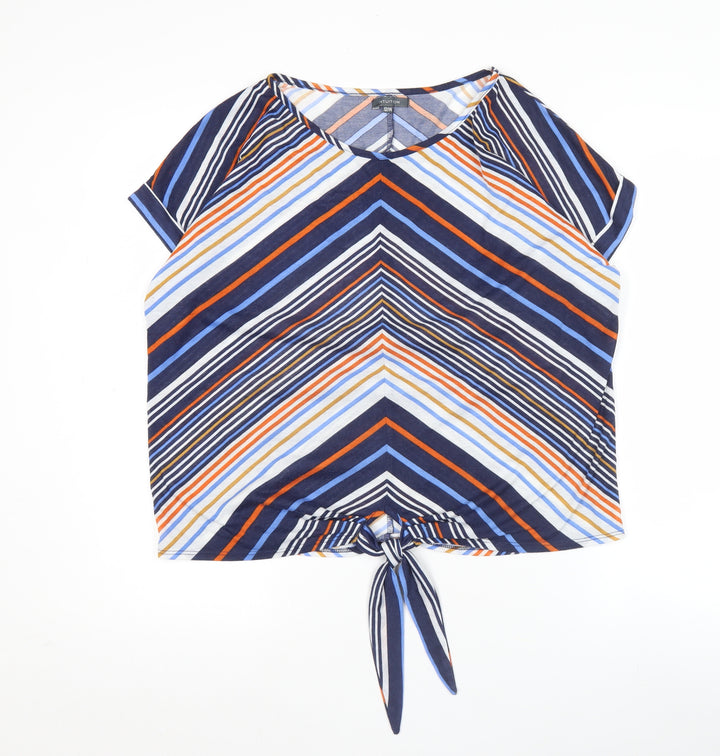 Intuition Womens Multicoloured Stripe Cropped T-Shirt Size 12
