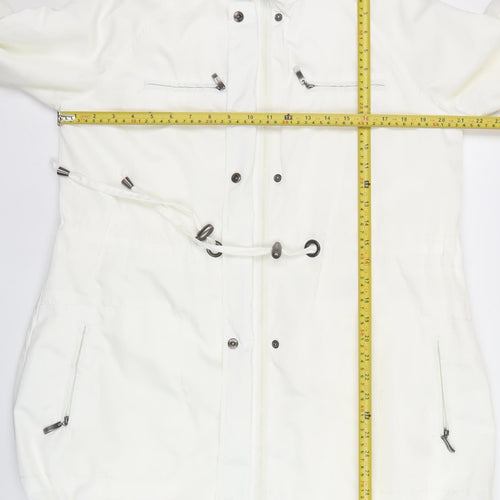 Betty Kay Womens White Size 12 Parka Jacket Hooded Mid-Length