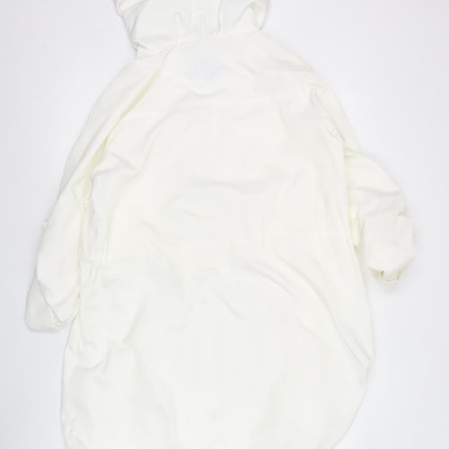 Betty Kay Womens White Size 12 Parka Jacket Hooded Mid-Length