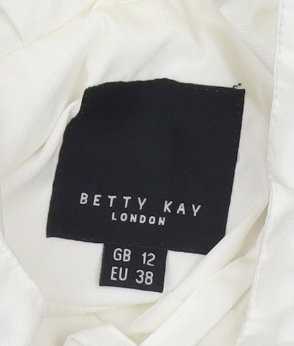 Betty Kay Womens White Size 12 Parka Jacket Hooded Mid-Length