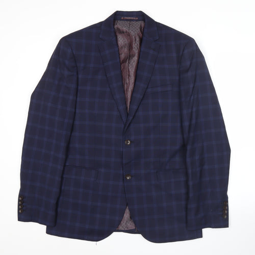 Next Signature Men's Blue Check Slim Fit Wool Suit Jacket 40R
