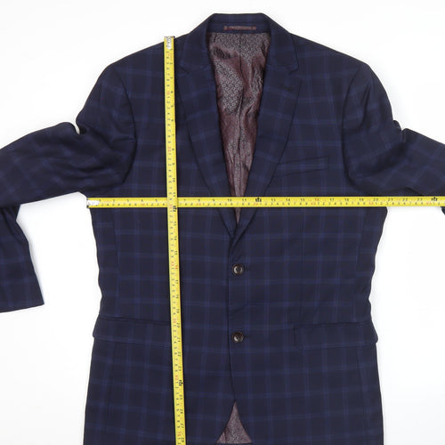 Next Signature Men's Blue Check Slim Fit Wool Suit Jacket 40R