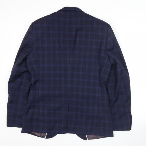 Next Signature Men's Blue Check Slim Fit Wool Suit Jacket 40R