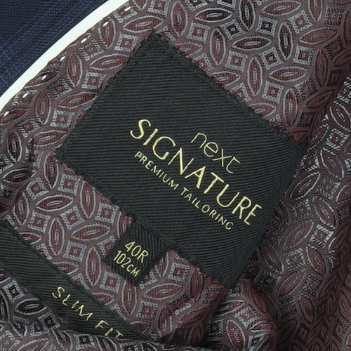 Next Signature Men's Blue Check Slim Fit Wool Suit Jacket 40R