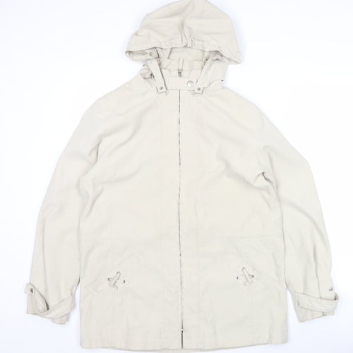 Debenhams Womens Beige Mid-Length Rain Coat Size 12 Hooded