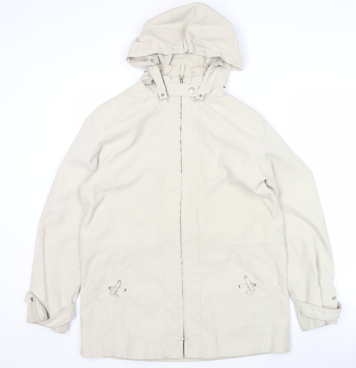 Debenhams Womens Beige Mid-Length Rain Coat Size 12 Hooded