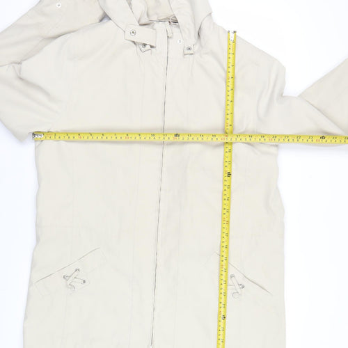 Debenhams Womens Beige Mid-Length Rain Coat Size 12 Hooded