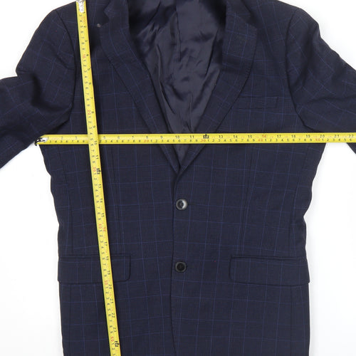 Kin Men’s Blue Check Wool Blazer Jacket 38R Classic Notch Lapel