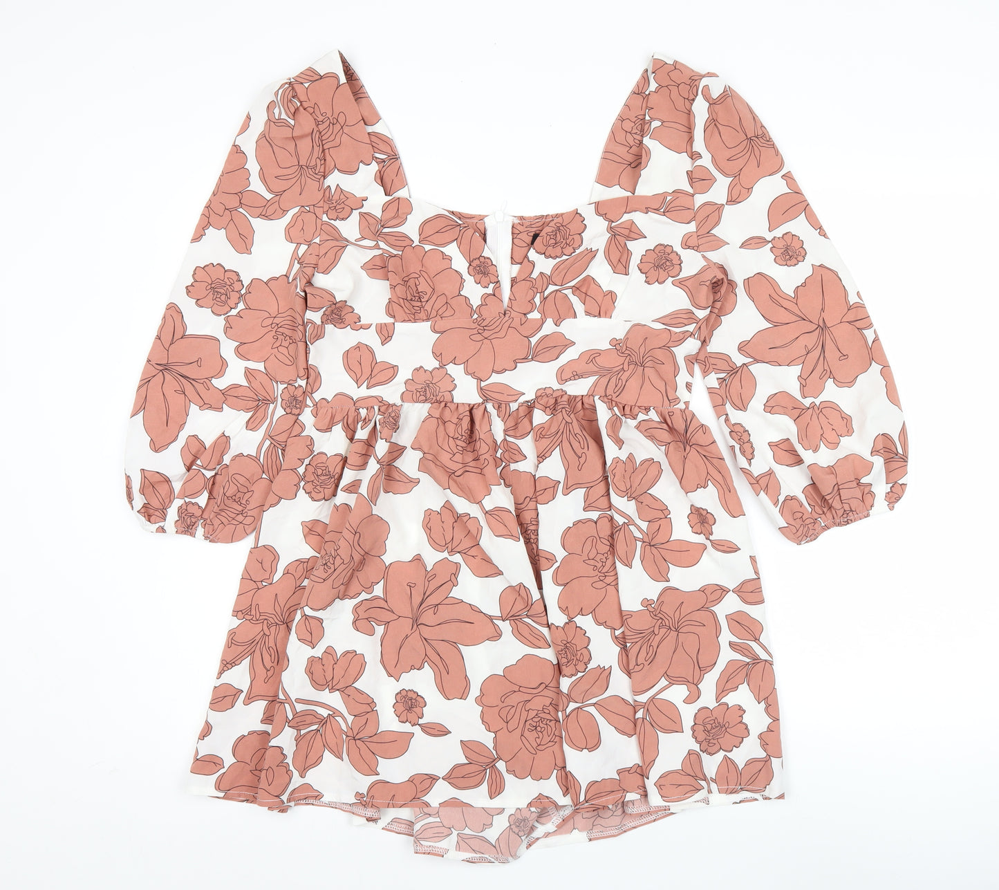 Boohoo Women’s Multicoloured Floral Playsuit Size 12 Puff Sleeve