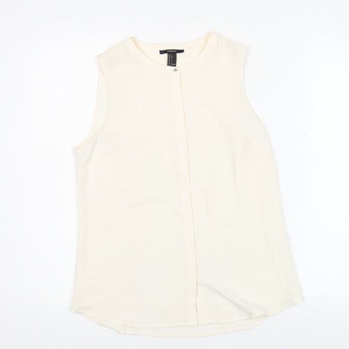 Forever 21 Womens Ivory Sleeveless Blouse Size S Workwear Top