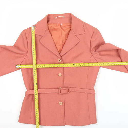 Enstex Womens Pink Size 10 Belted Blazer Jacket Single Breasted