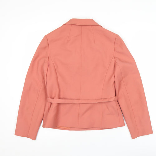 Enstex Womens Pink Size 10 Belted Blazer Jacket Single Breasted