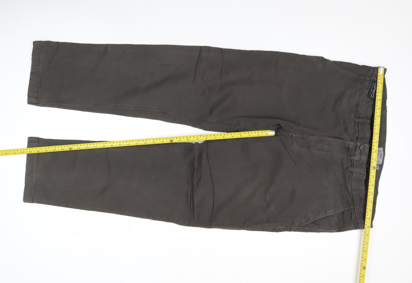 Marks and Spencer Men's Brown Chino Trousers 40W 33L Straight Fit