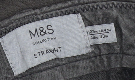 Marks and Spencer Men's Brown Chino Trousers 40W 33L Straight Fit
