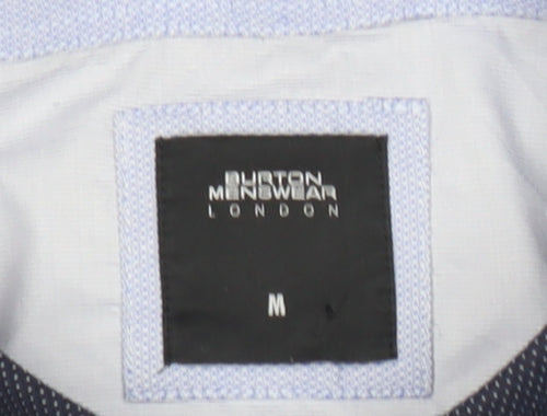 Burton Menswear London Men's Blue Slim Fit Short Sleeve Button-Up Shirt M