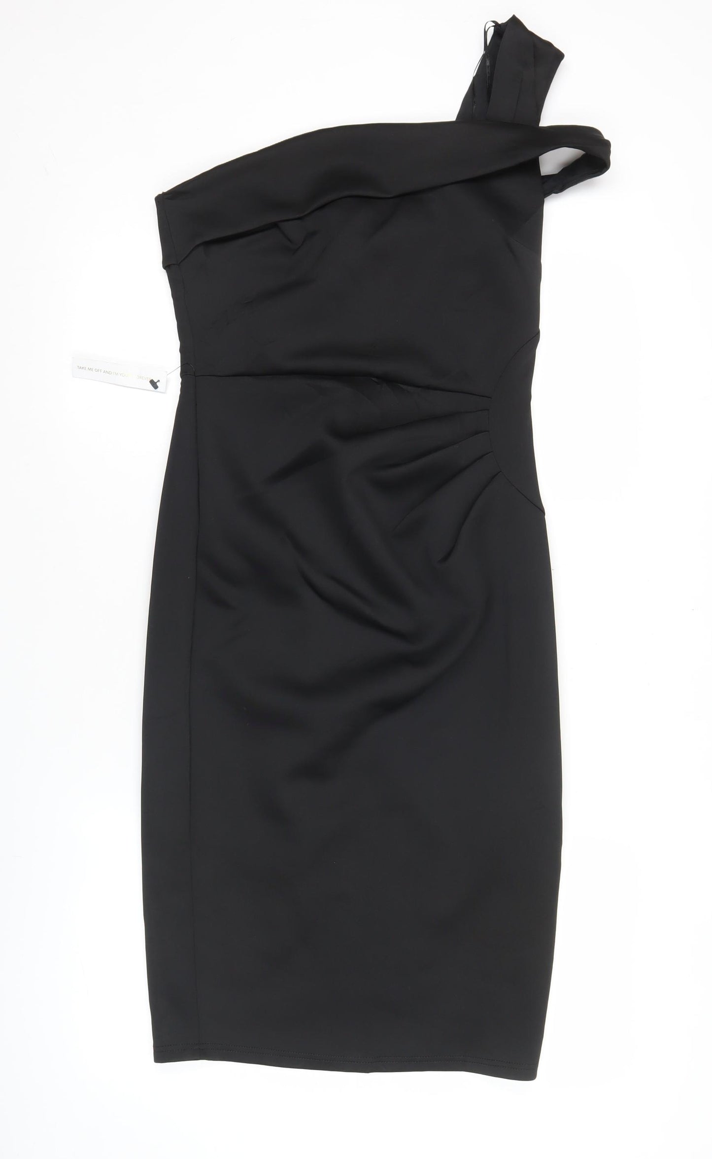 Lipsy Women’s Black Size 12 One Shoulder Bodycon Knee Length Dress