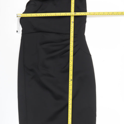 Lipsy Women’s Black Size 12 One Shoulder Bodycon Knee Length Dress