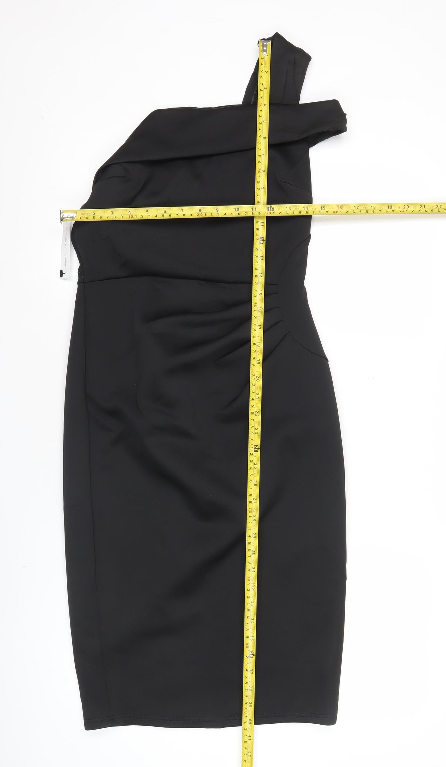 Lipsy Women’s Black Size 12 One Shoulder Bodycon Knee Length Dress
