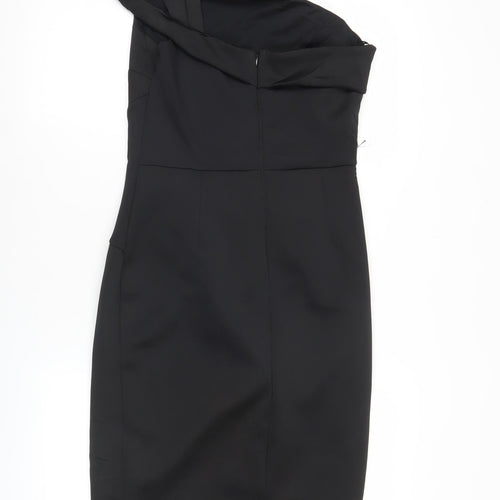 Lipsy Women’s Black Size 12 One Shoulder Bodycon Knee Length Dress