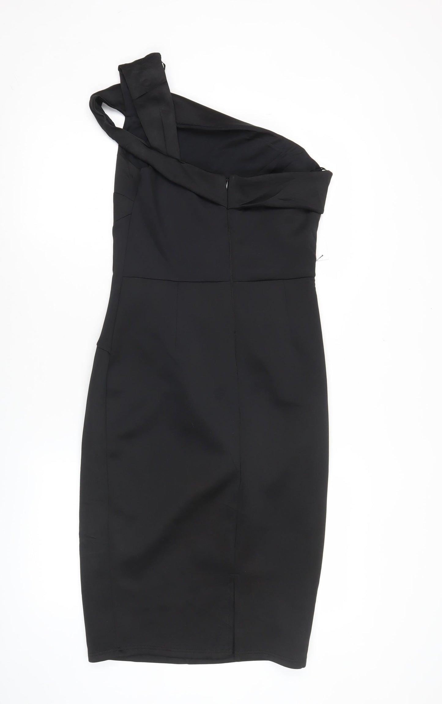Lipsy Women’s Black Size 12 One Shoulder Bodycon Knee Length Dress