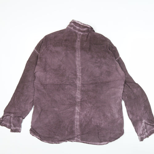 Garcia Jeans Womens Purple Beaded Collar Tunic Button-Up Shirt M