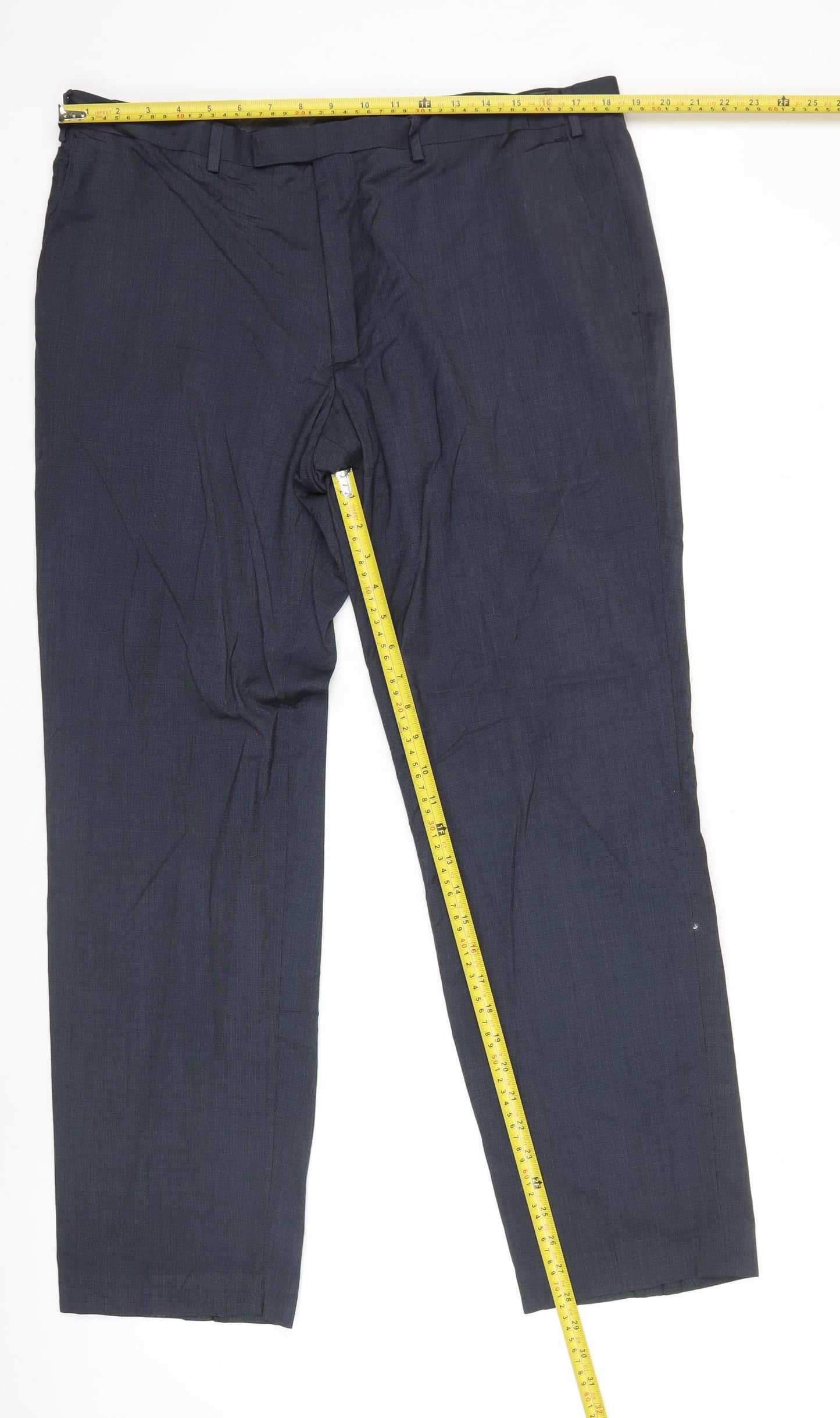 Marks and Spencer Men's Blue 38W 31L Tailored Fit Dress Pants