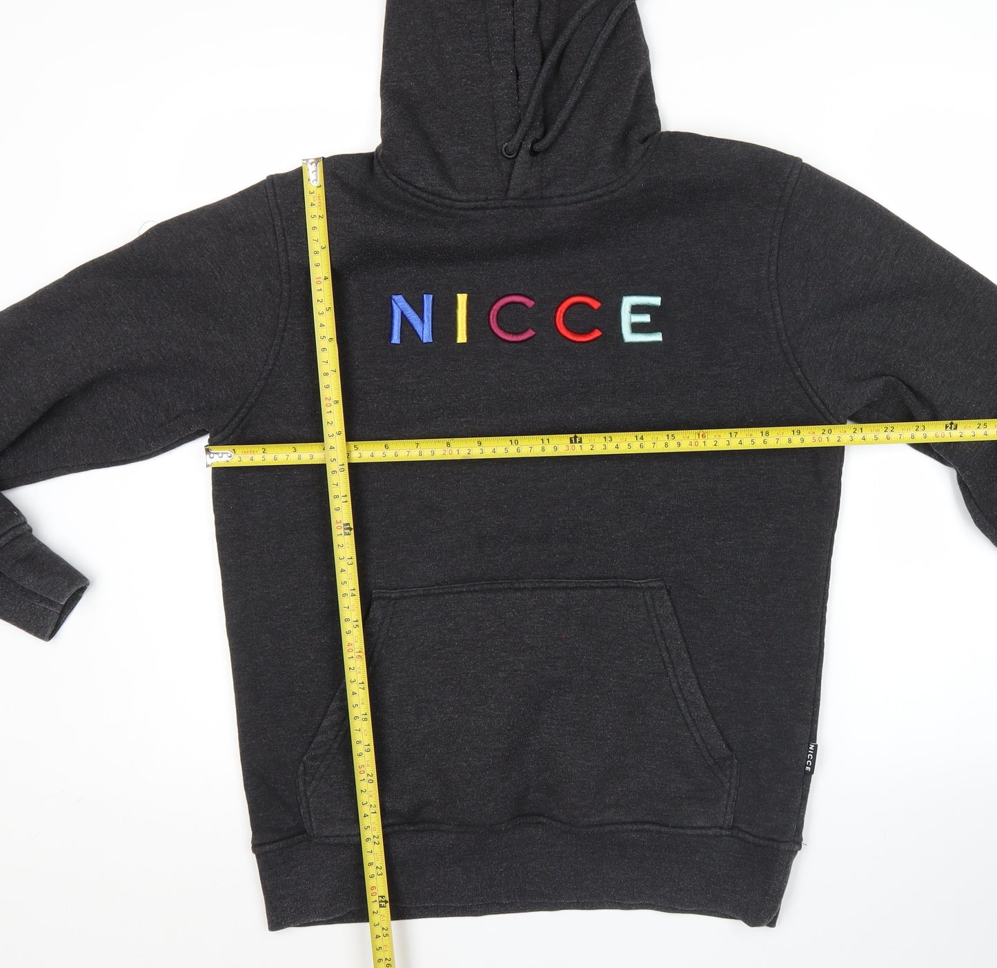 NICCE Men's Black Small Pullover Hoodie Embroidered Logo