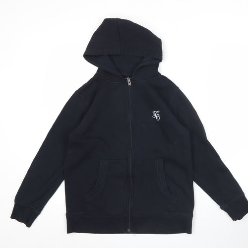 French Connection Girls Black Full Zip Hoodie 13-14Y Cotton Blend
