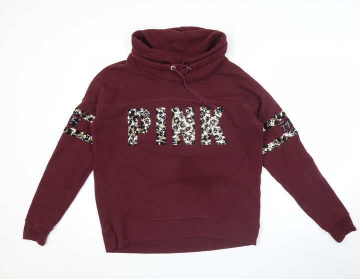Victoria's Secret PINK Womens Burgundy Sequin Hoodie Size S