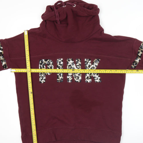 Victoria's Secret PINK Womens Burgundy Sequin Hoodie Size S