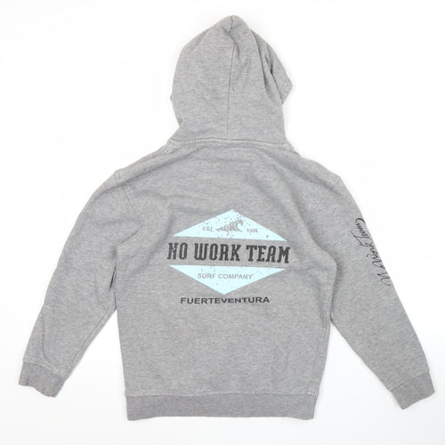 No Work Team Unisex Kids Grey Pullover Hoodie 10 Years Surf Graphic