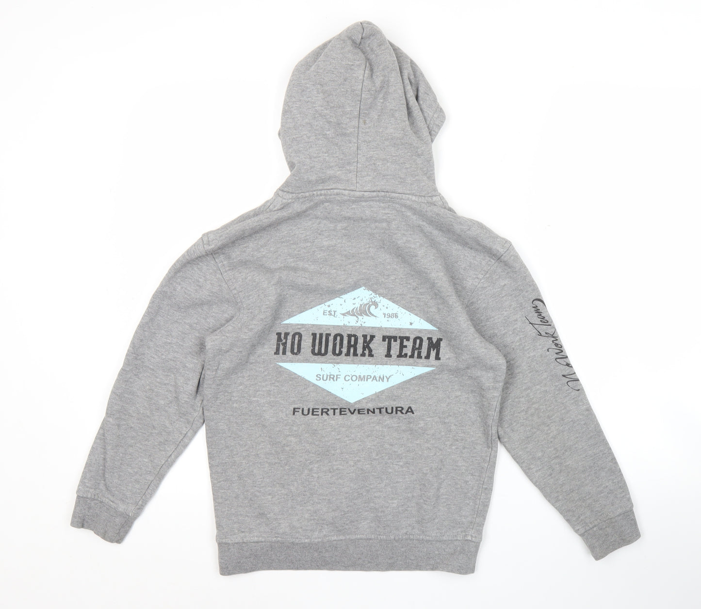 No Work Team Unisex Kids Grey Pullover Hoodie 10 Years Surf Graphic